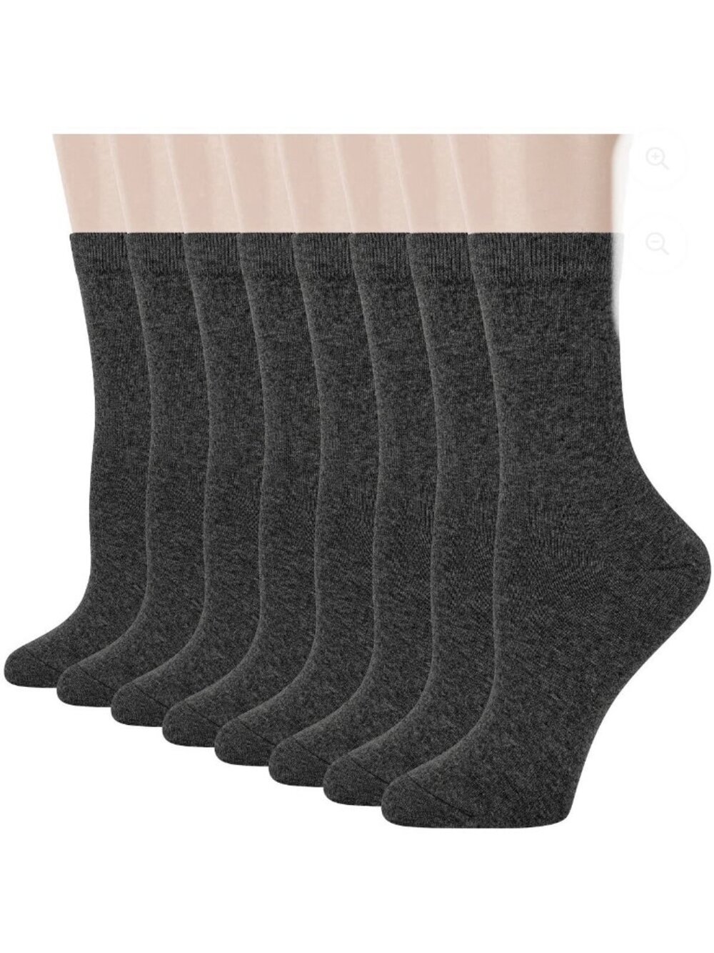 Loritta Womens 8 Pairs Charcoal Crew Dress Socks Size 9-11